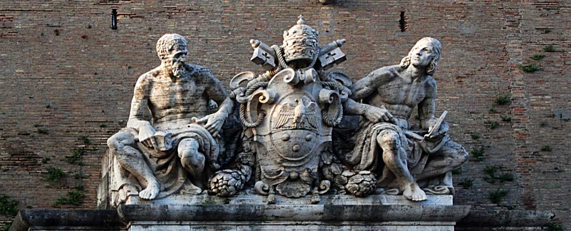 The Coat of Arms of Vatican City, above the entrance to Vatican Museums